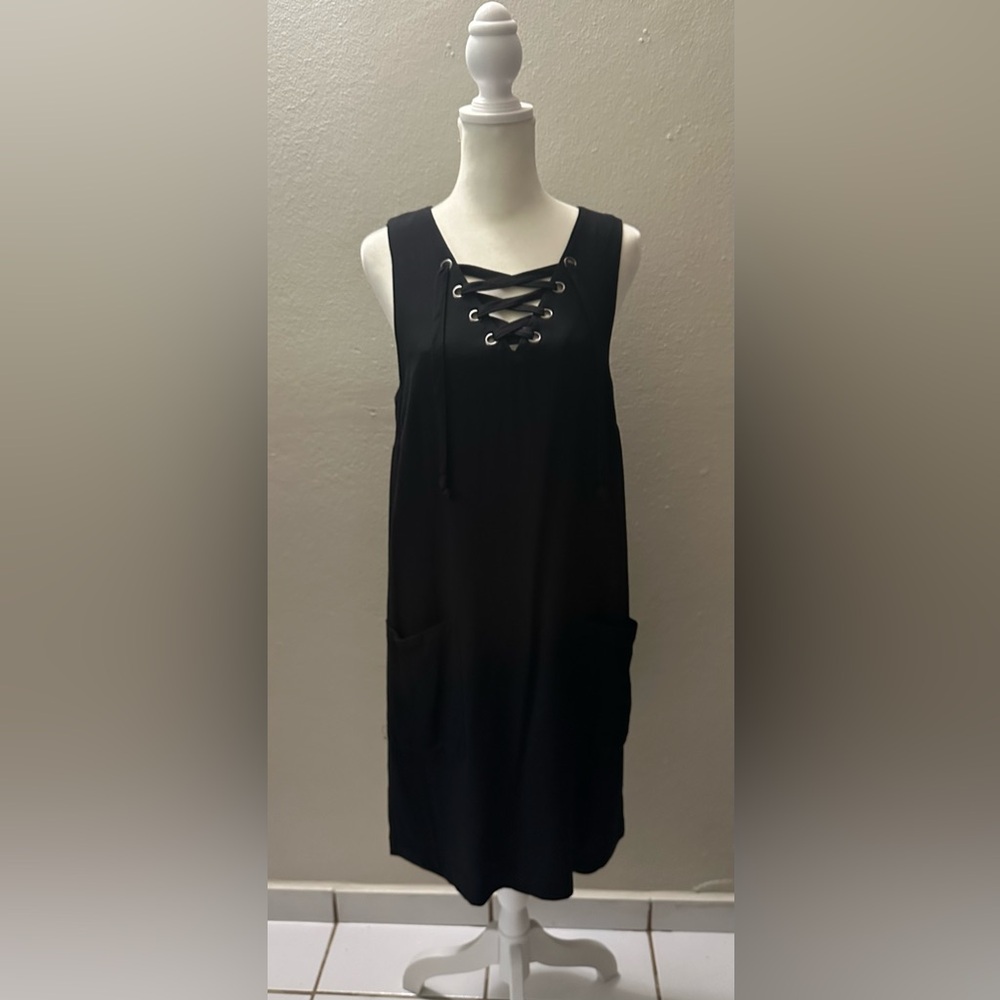 Kensie Black Lace-Up Dress